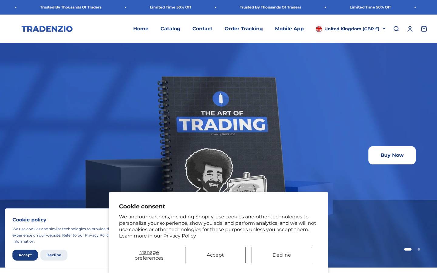 Tradenzio homepage screenshot