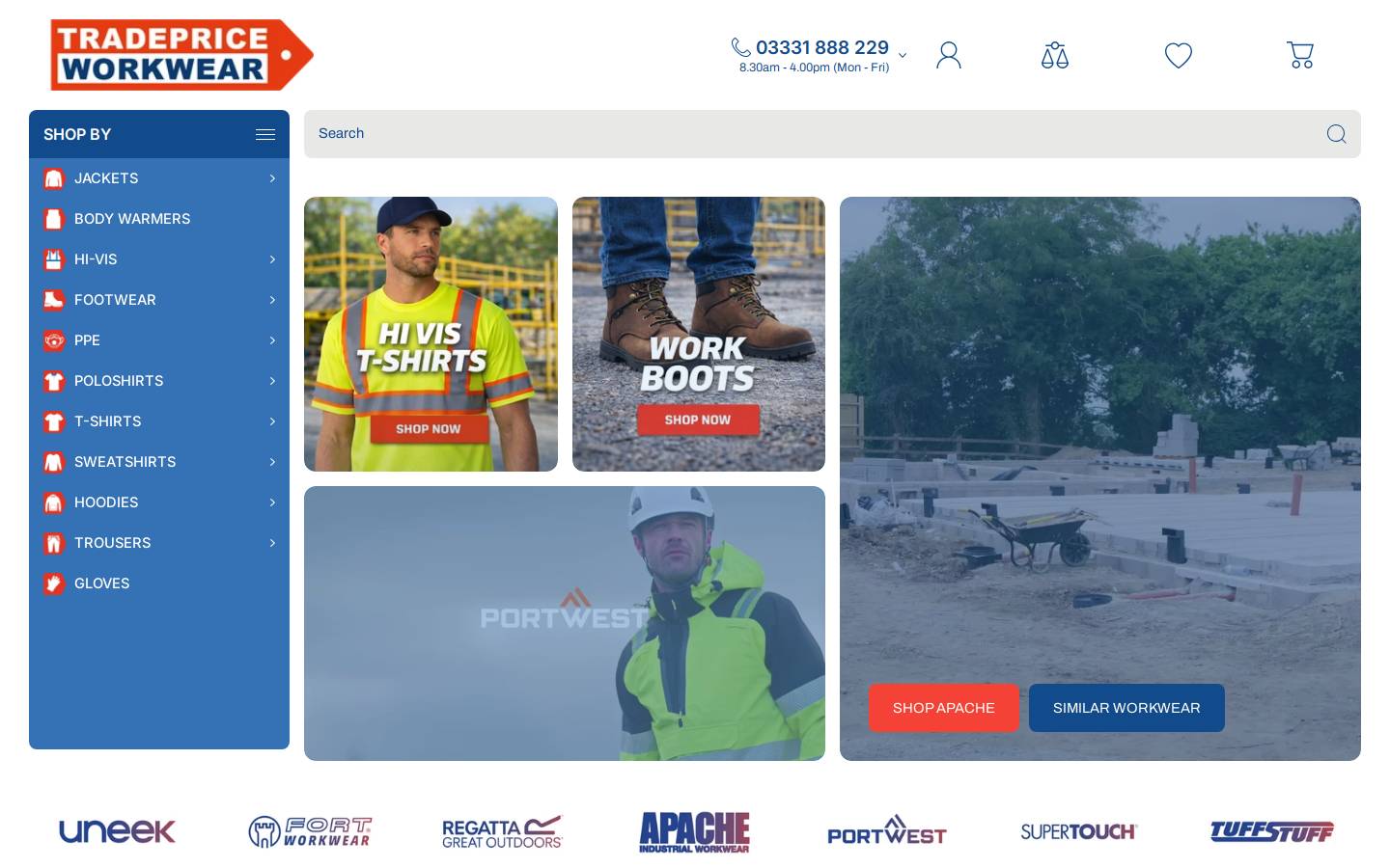 tradepriceworkwear.com homepage screenshot