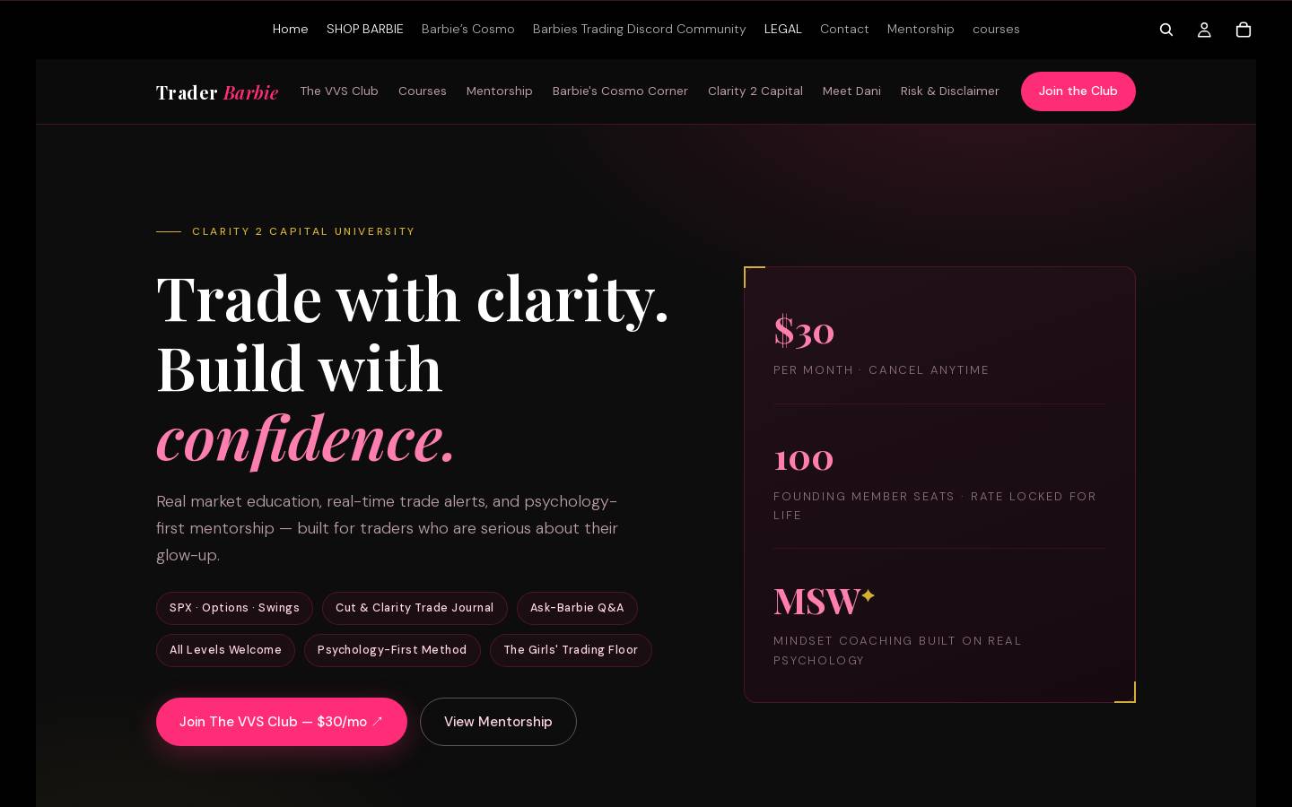 traderbarbie.com homepage screenshot