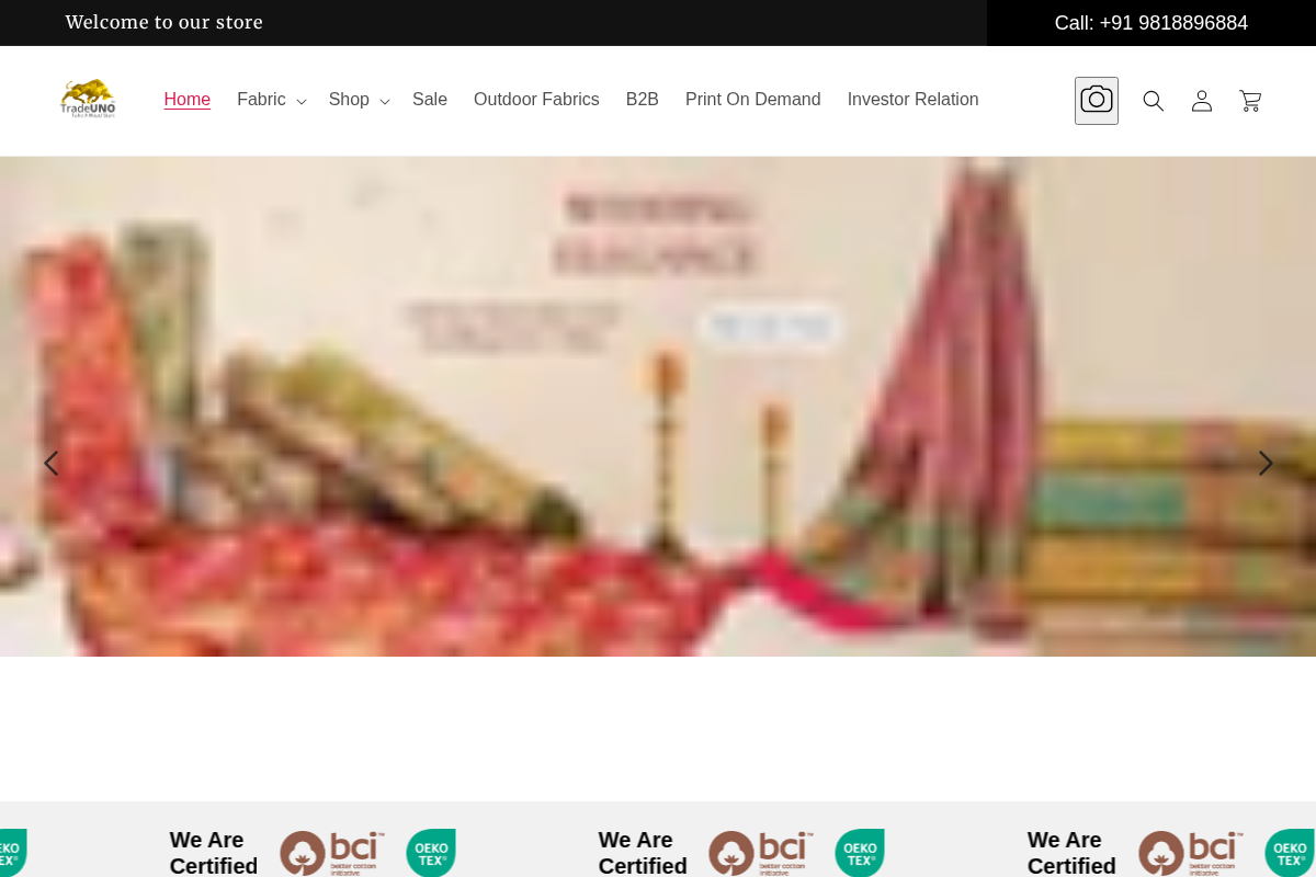 TradeUNO Fabrics homepage screenshot