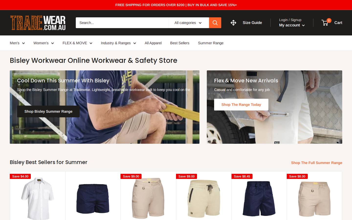 tradewear.com.au homepage screenshot