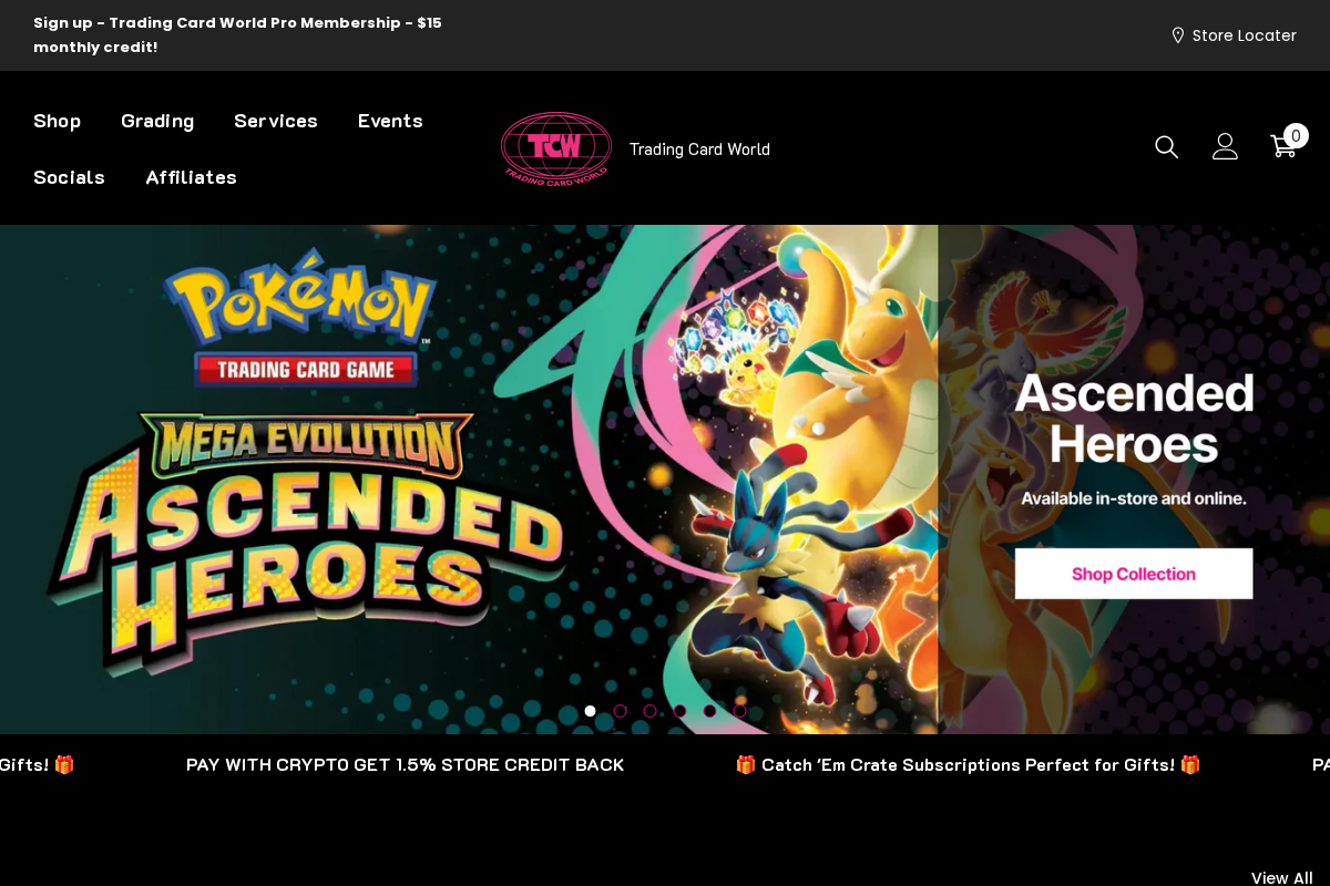 Trading Card World homepage screenshot