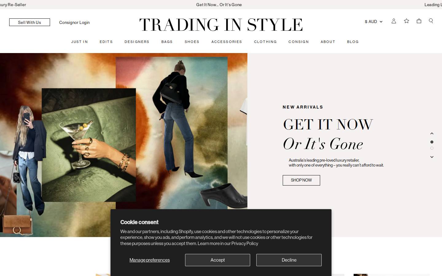 tradinginstyle.com.au homepage screenshot