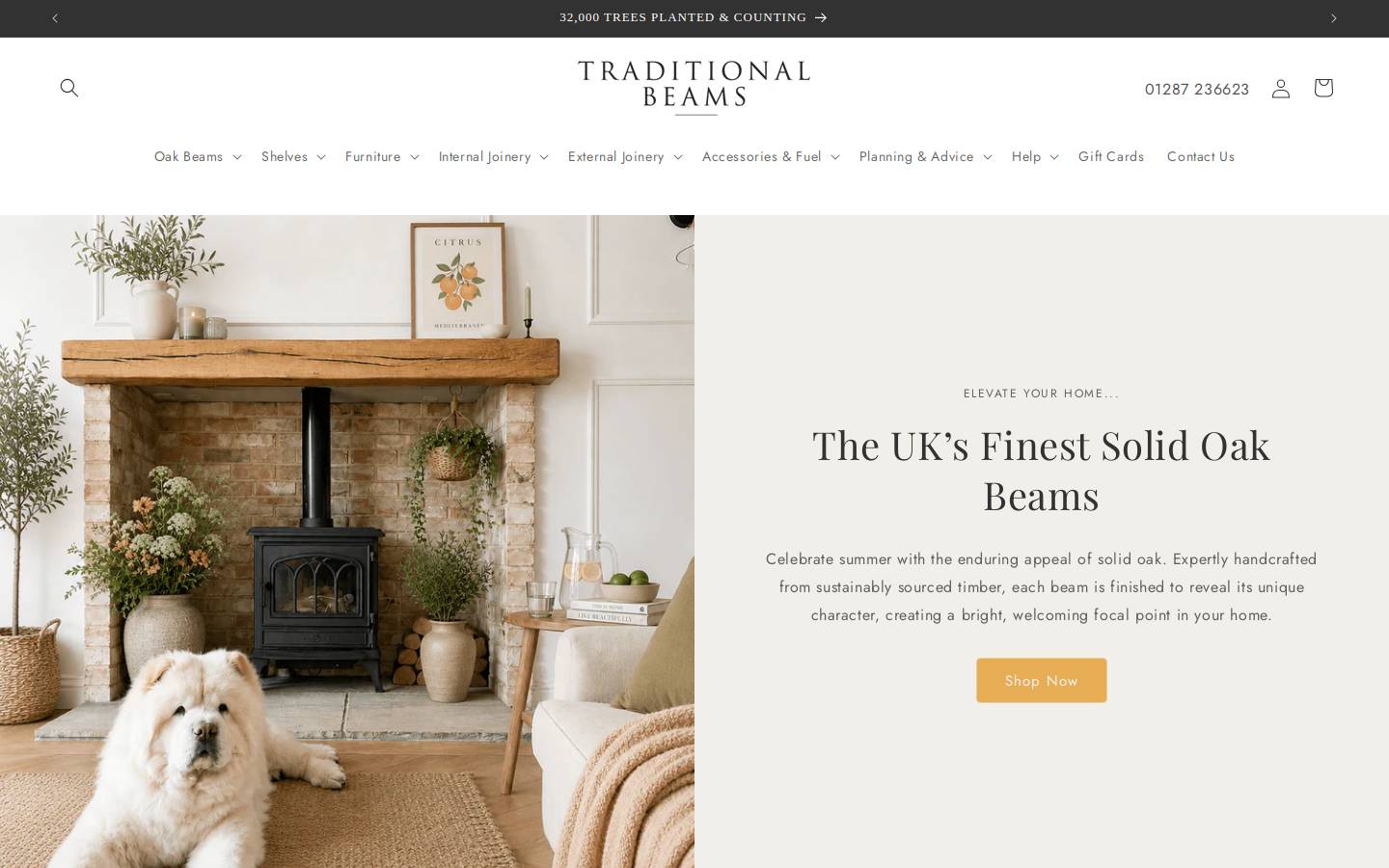 Traditional Beams homepage screenshot