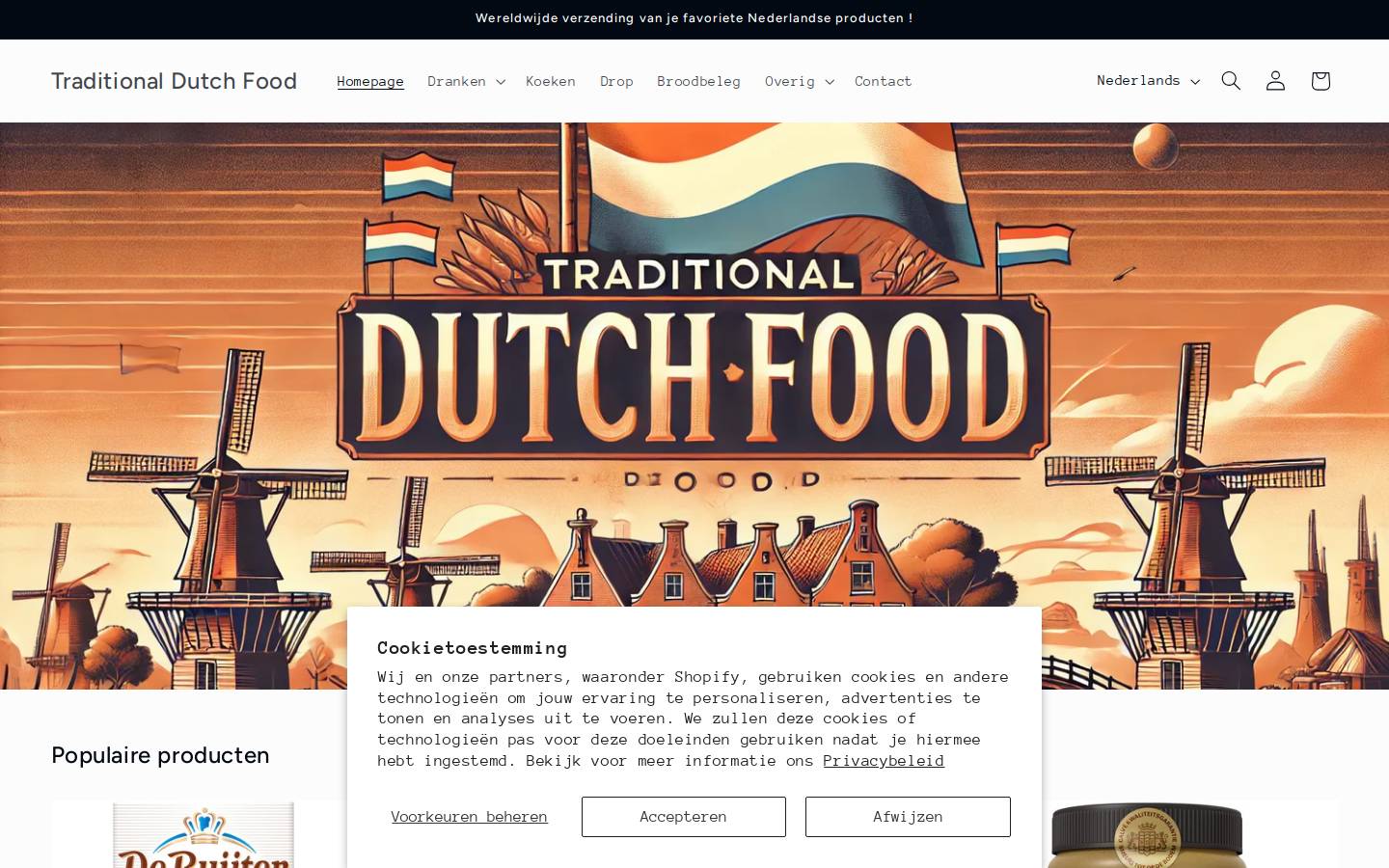 traditionaldutchfood.com homepage screenshot
