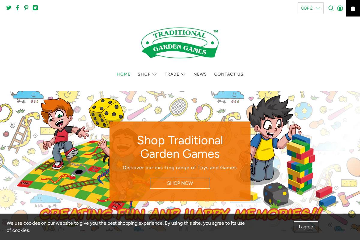 Traditionalgardengames homepage screenshot