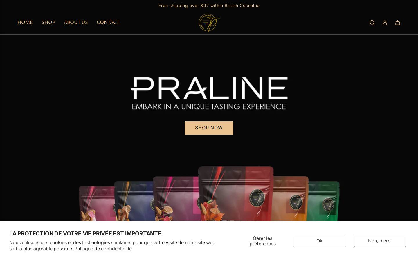 traditionpraline.com homepage screenshot