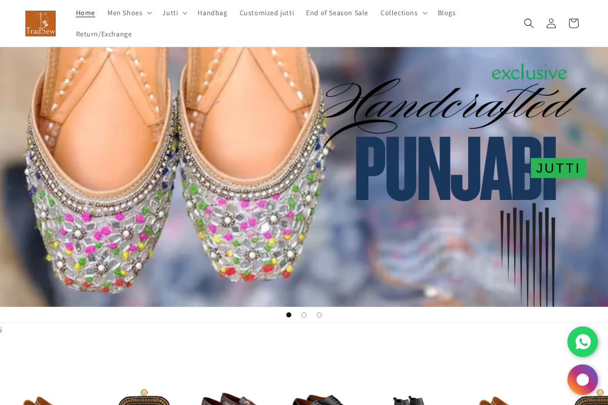 TradSew homepage screenshot