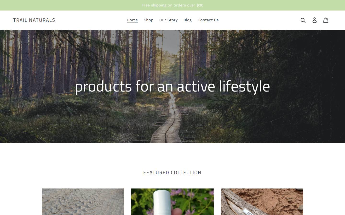 trailnaturals.com homepage screenshot