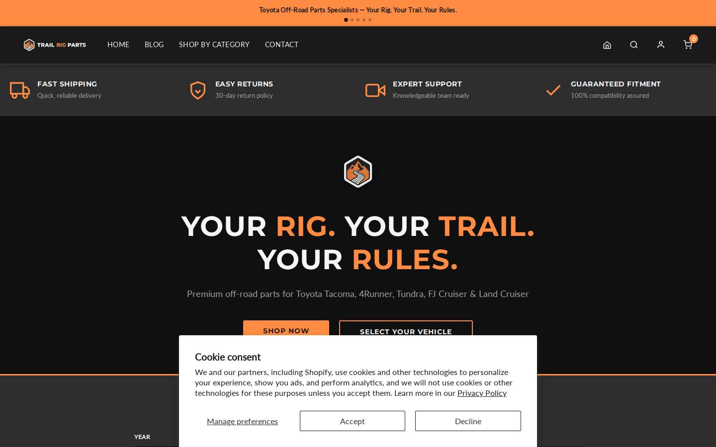 trailrigparts.com homepage screenshot