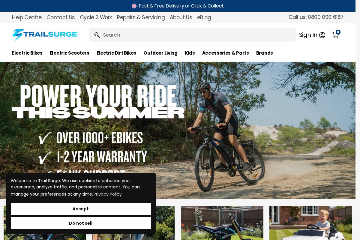 Trail Surge homepage screenshot