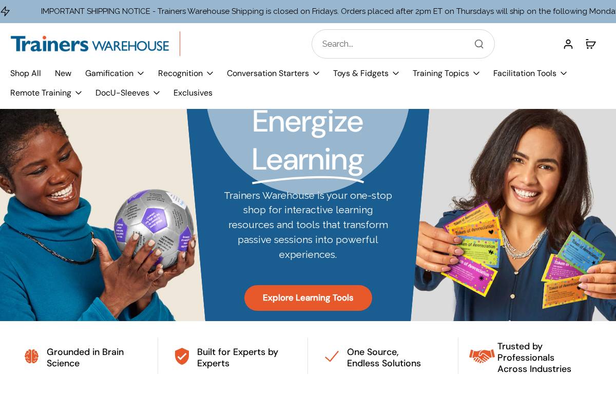 Trainers Warehouse homepage screenshot