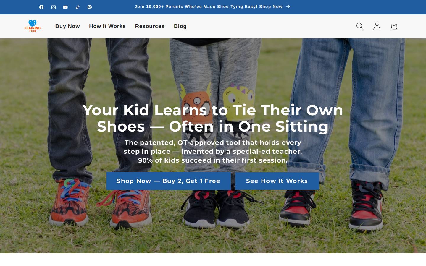 trainingties.com homepage screenshot