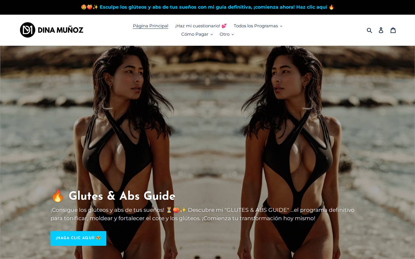 trainwithdina.com homepage screenshot