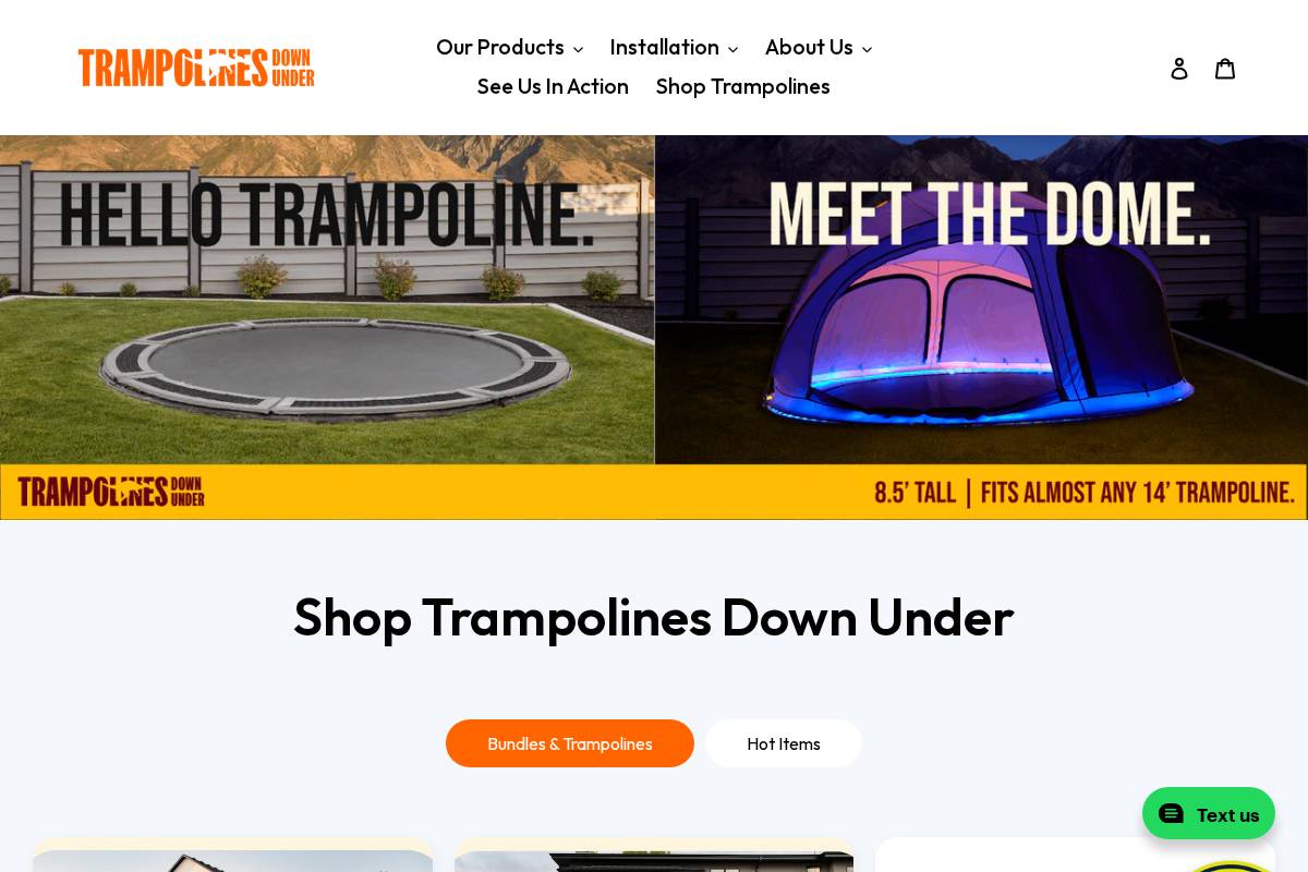 trampolinesdownunder.com homepage screenshot