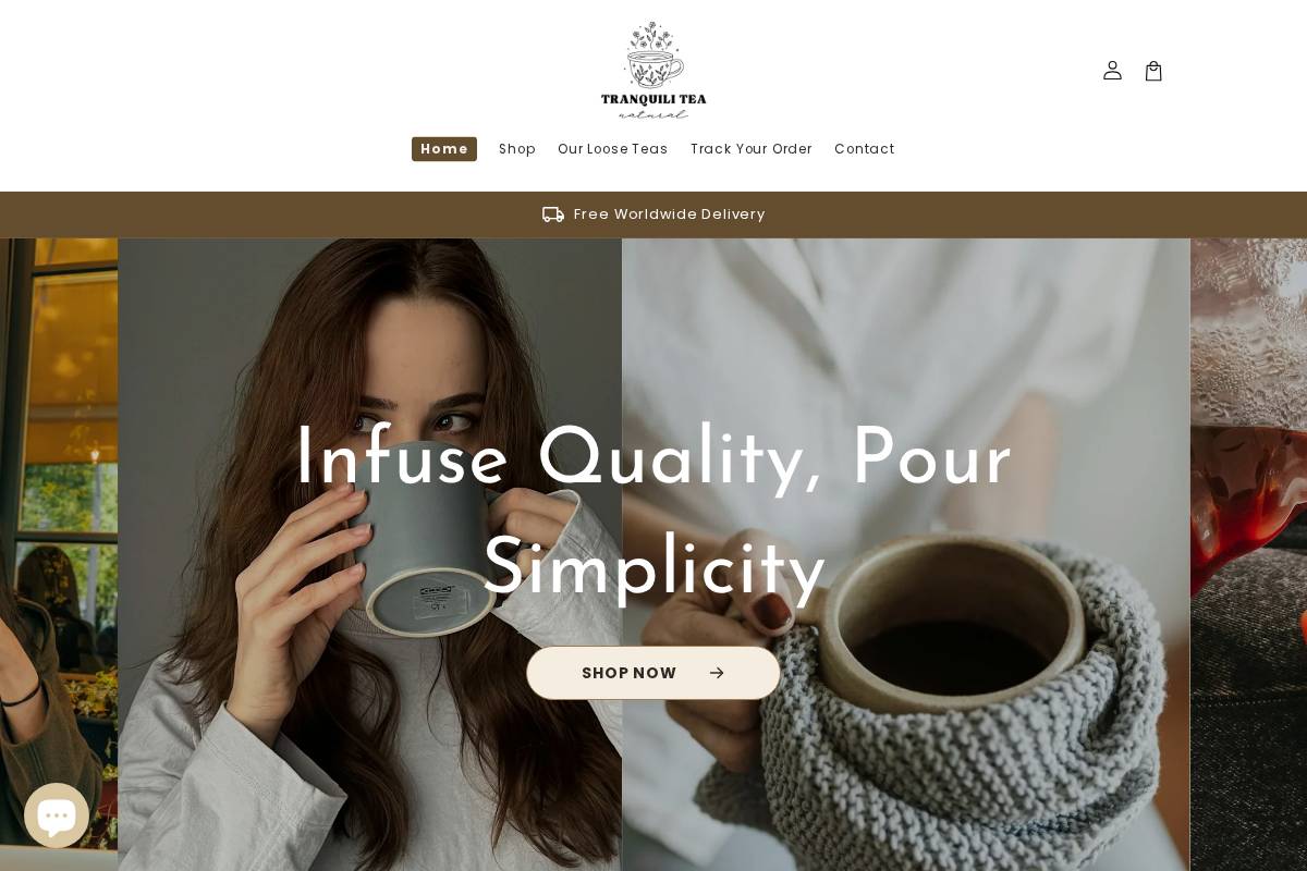 Tranquili Tea homepage screenshot