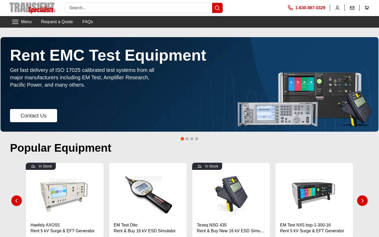Transient Specialists homepage screenshot