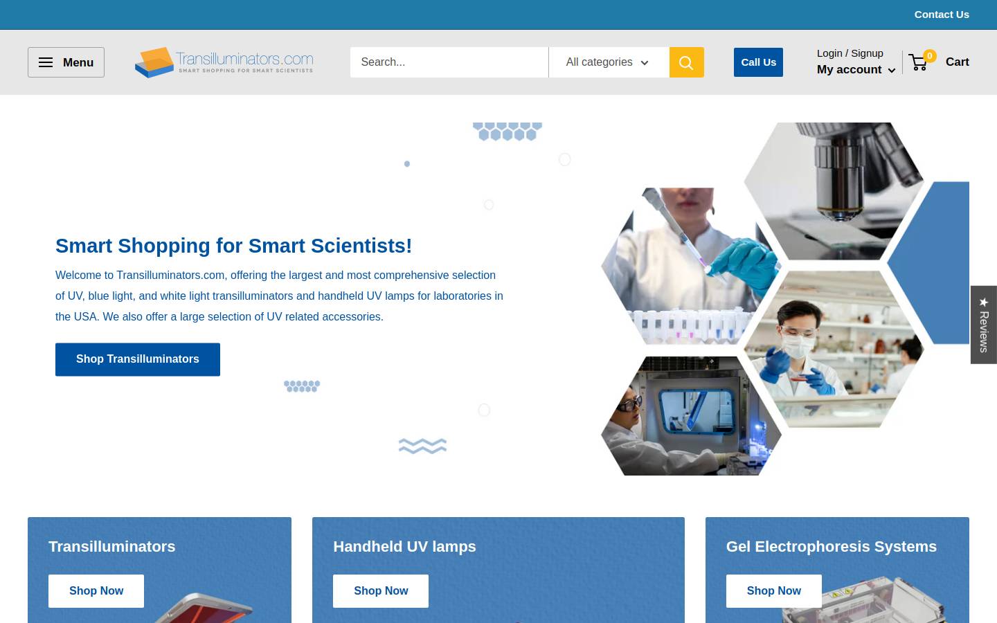 transilluminators.com homepage screenshot