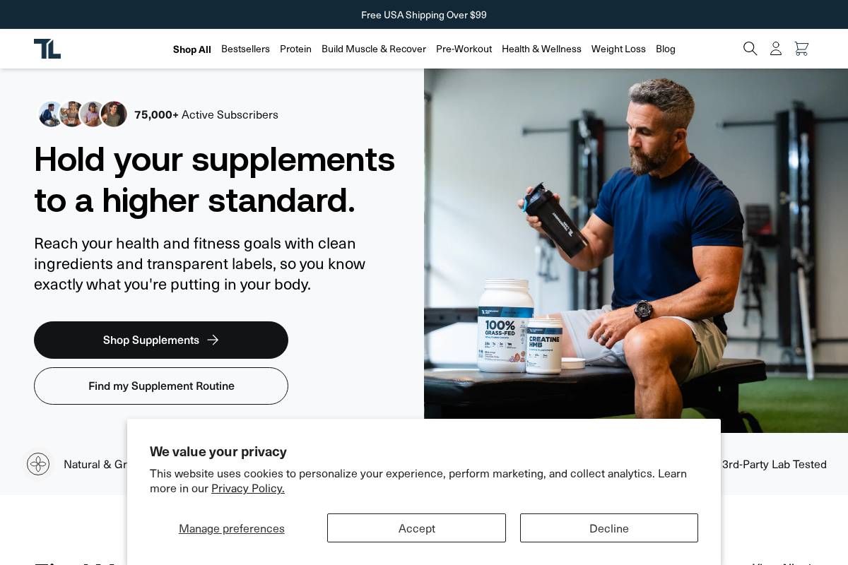 Transparent Labs homepage screenshot