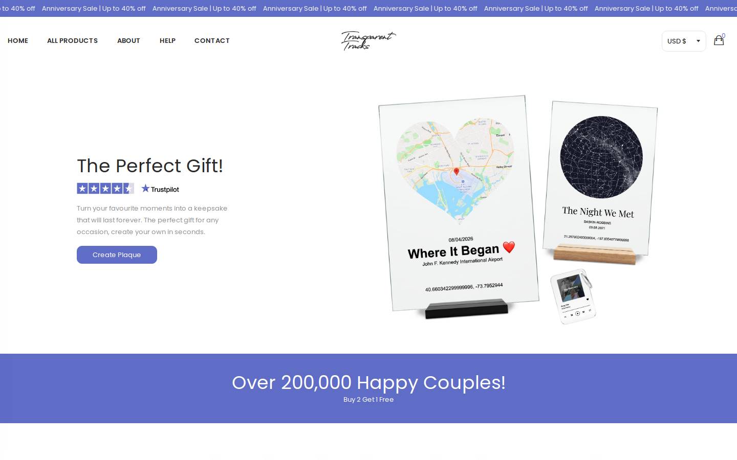 Transparent Tracks homepage screenshot