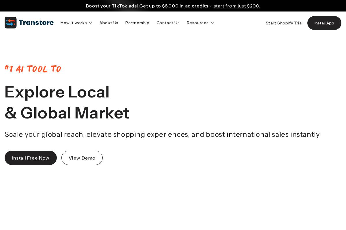transtore.app homepage screenshot