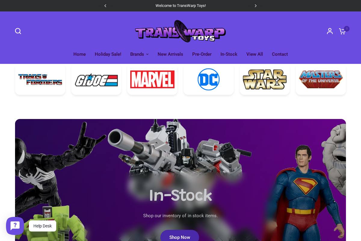 transwarptoys.com homepage screenshot
