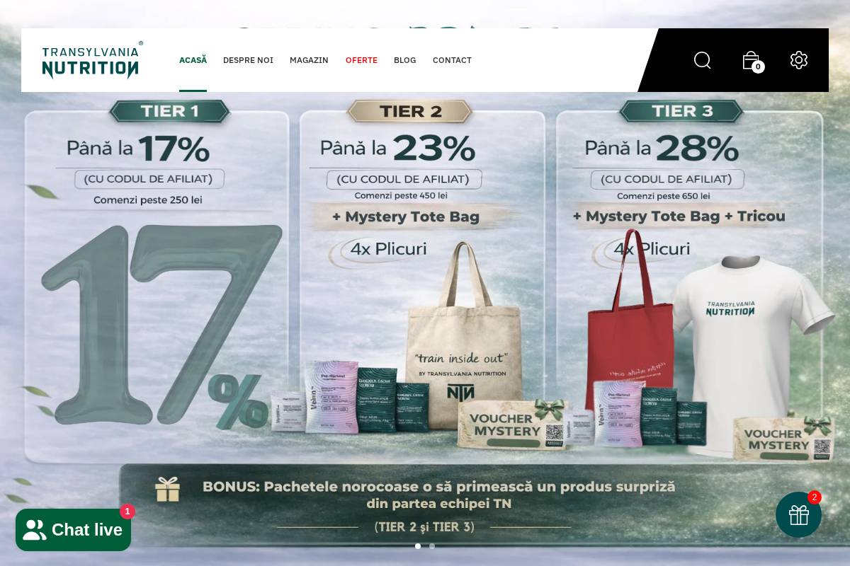 transylvanianutrition.com homepage screenshot