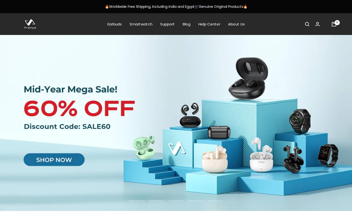 Tranya homepage screenshot