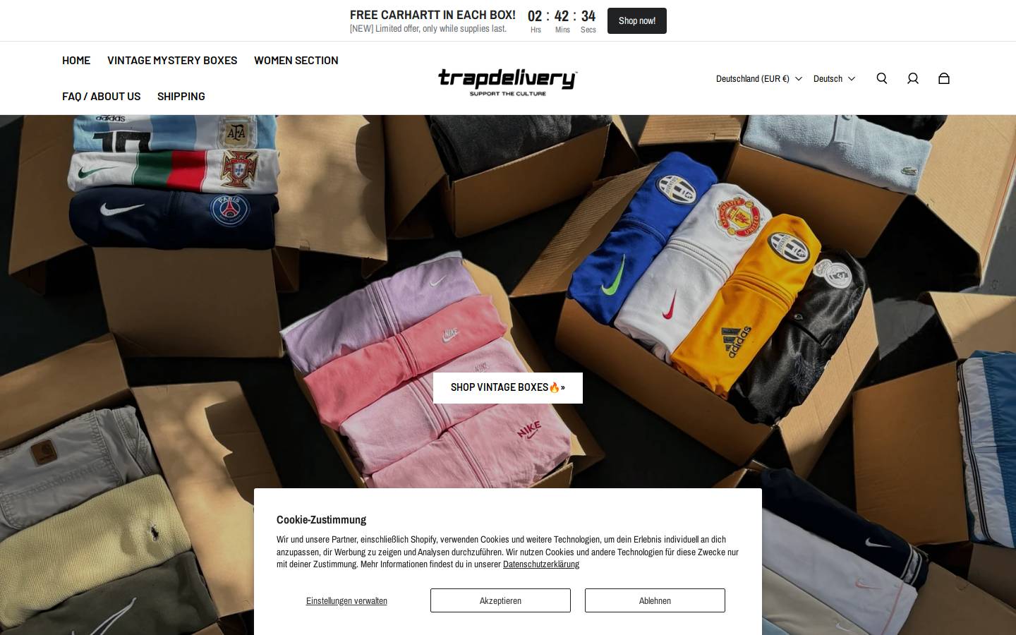 Trap Delivery homepage screenshot