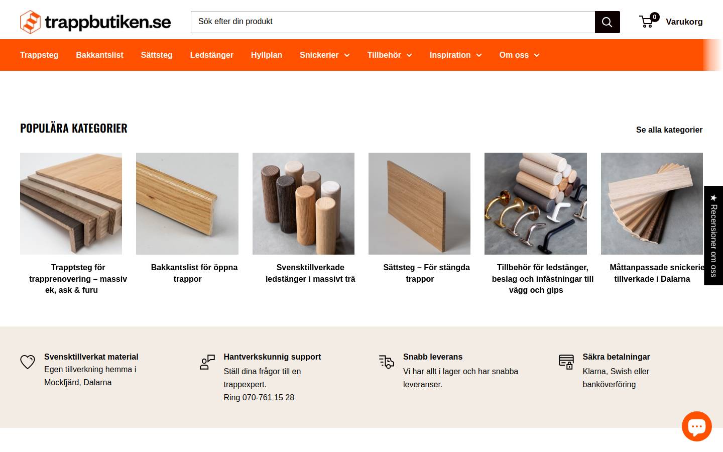 trappbutiken.se homepage screenshot