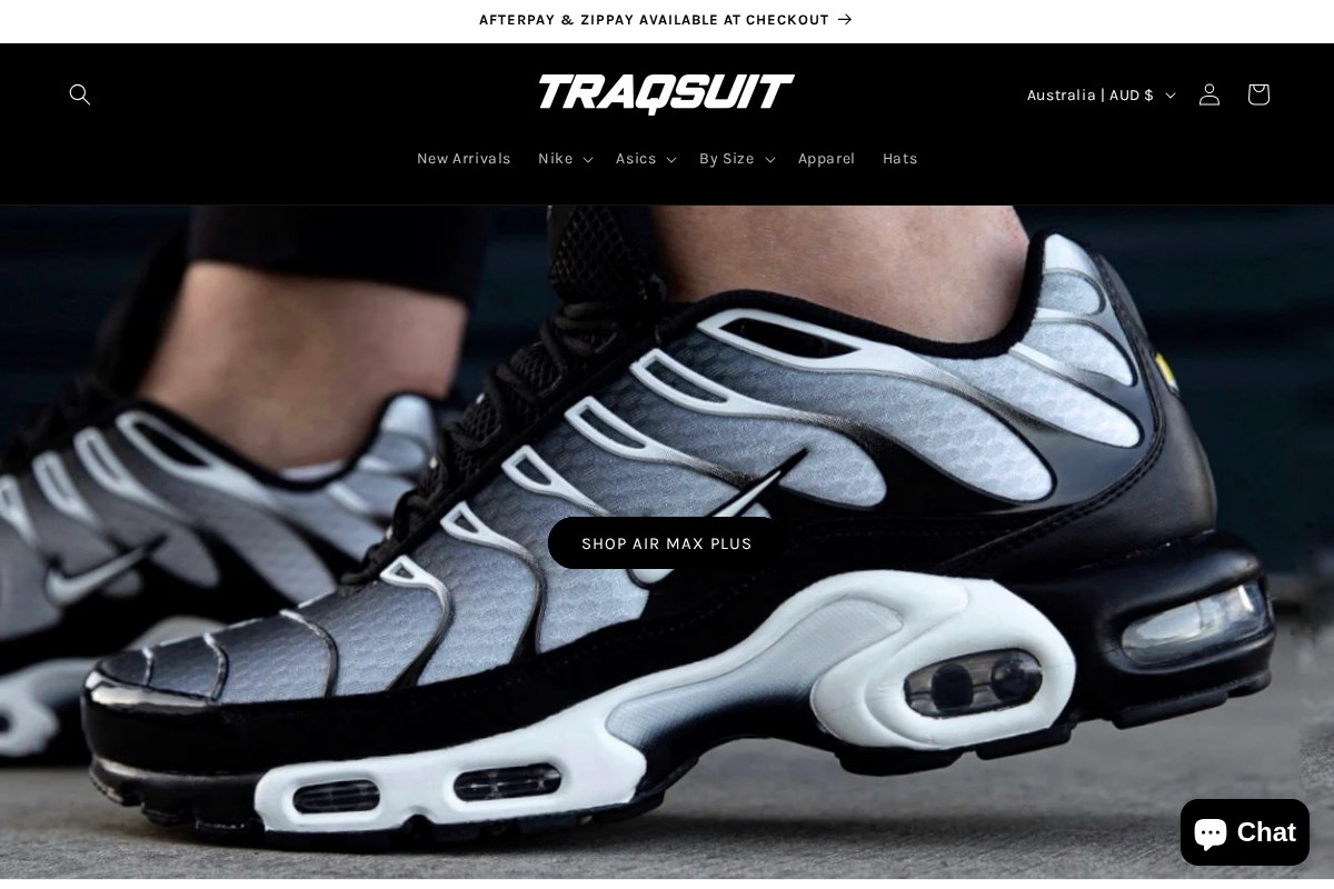 traqsuit.com homepage screenshot