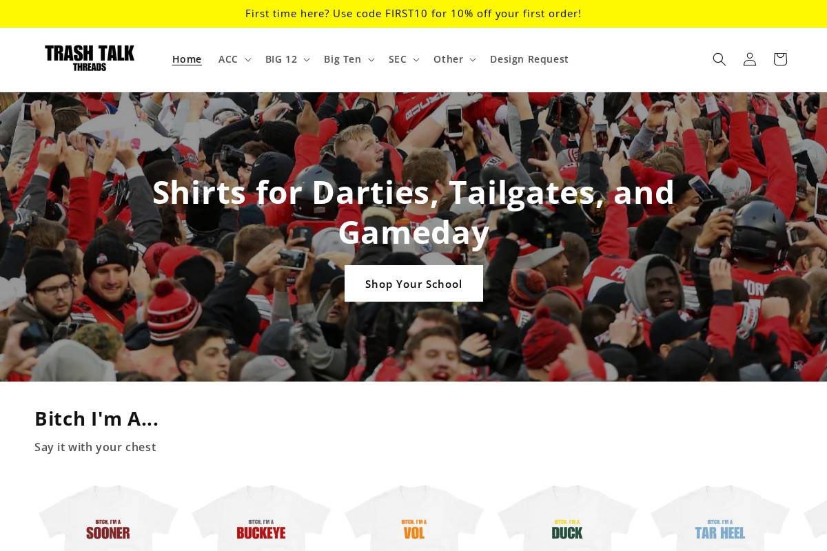 trashtalkthreads.com homepage screenshot