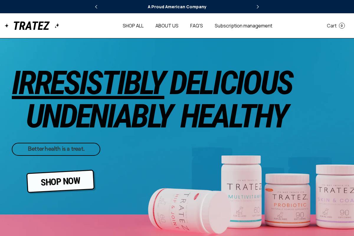 TRATEZ Supplements homepage screenshot