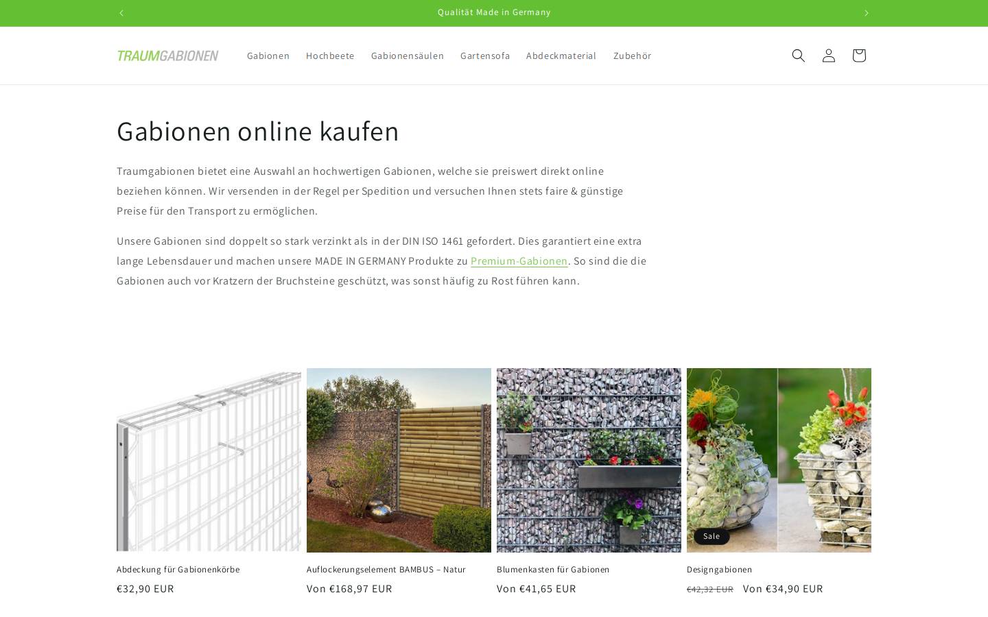 traumgabionen.de homepage screenshot