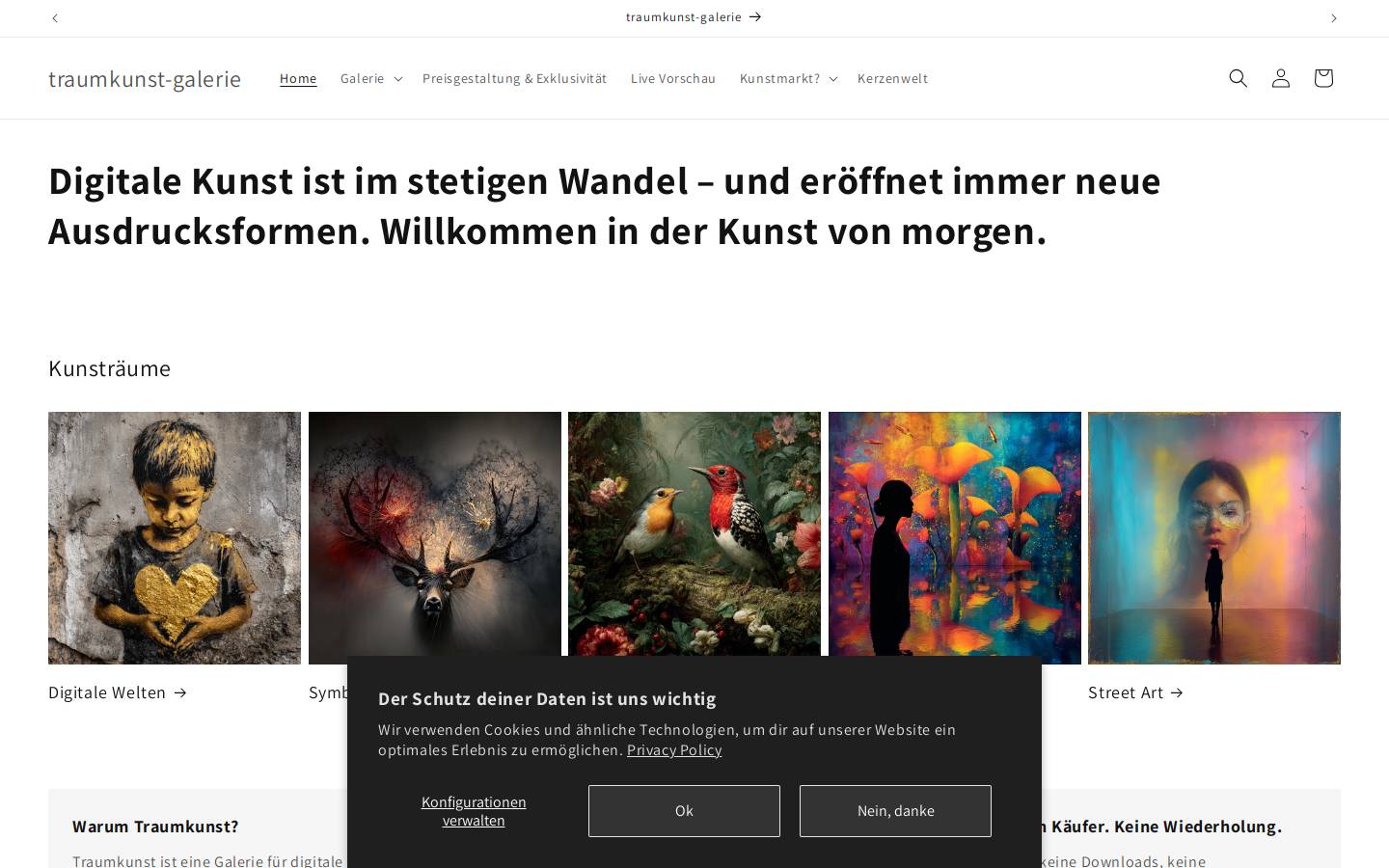 traumkunst-galerie.de homepage screenshot