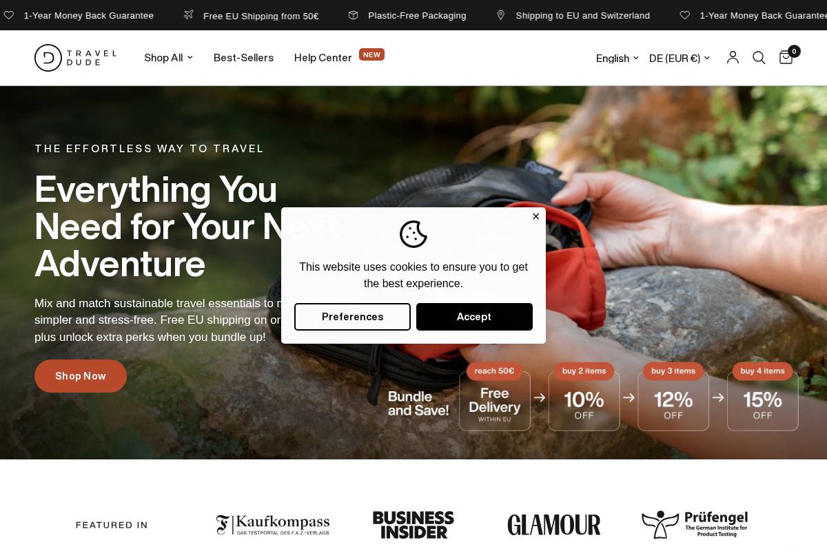 travel-dude.com homepage screenshot