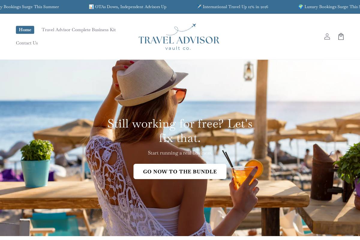 traveladvisorvault.com homepage screenshot