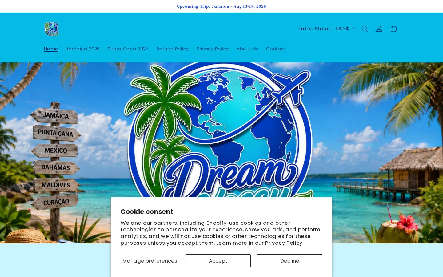 traveldreamvacay.com homepage screenshot