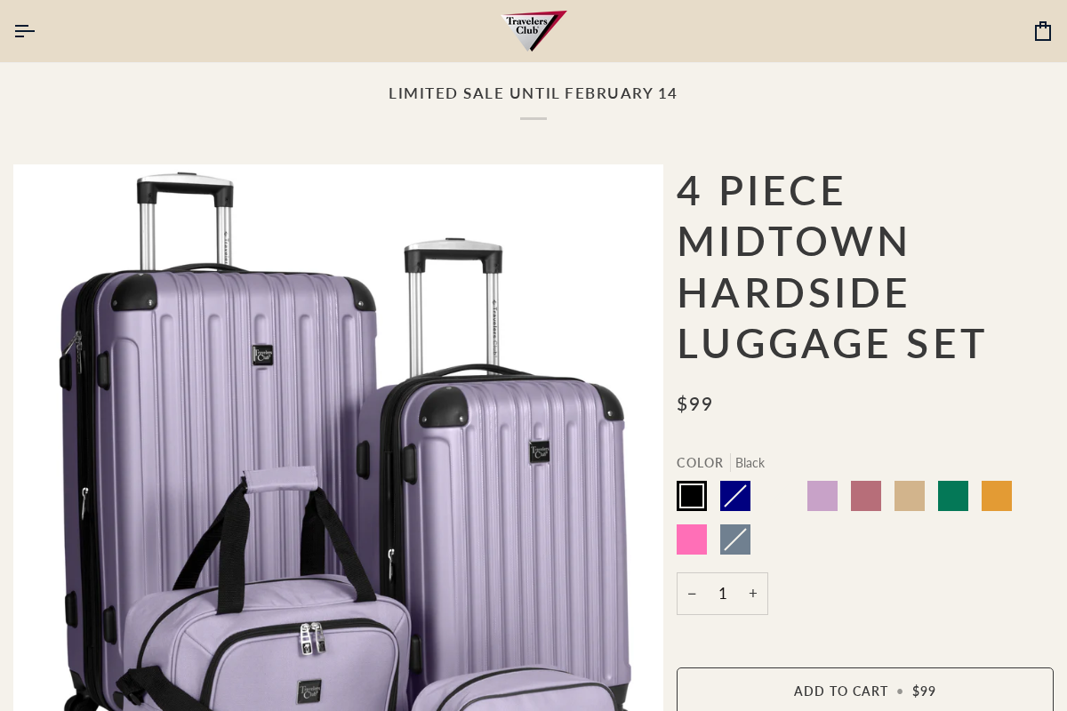 Travelers Club Luggage homepage screenshot