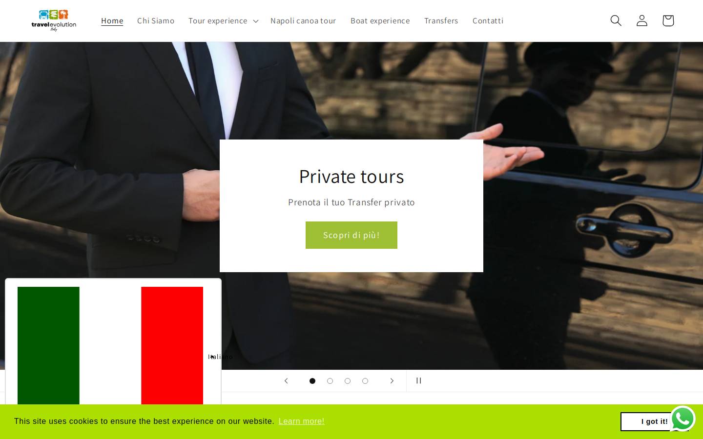 travelevolutionitaly.com homepage screenshot