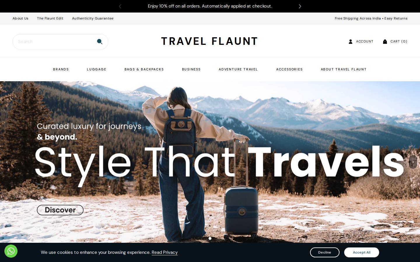travelflaunt.com homepage screenshot
