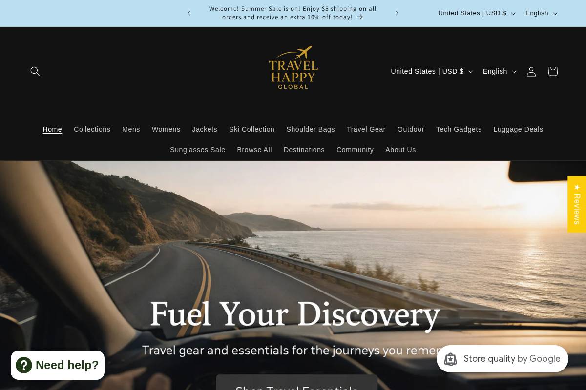 Travelhappy homepage screenshot