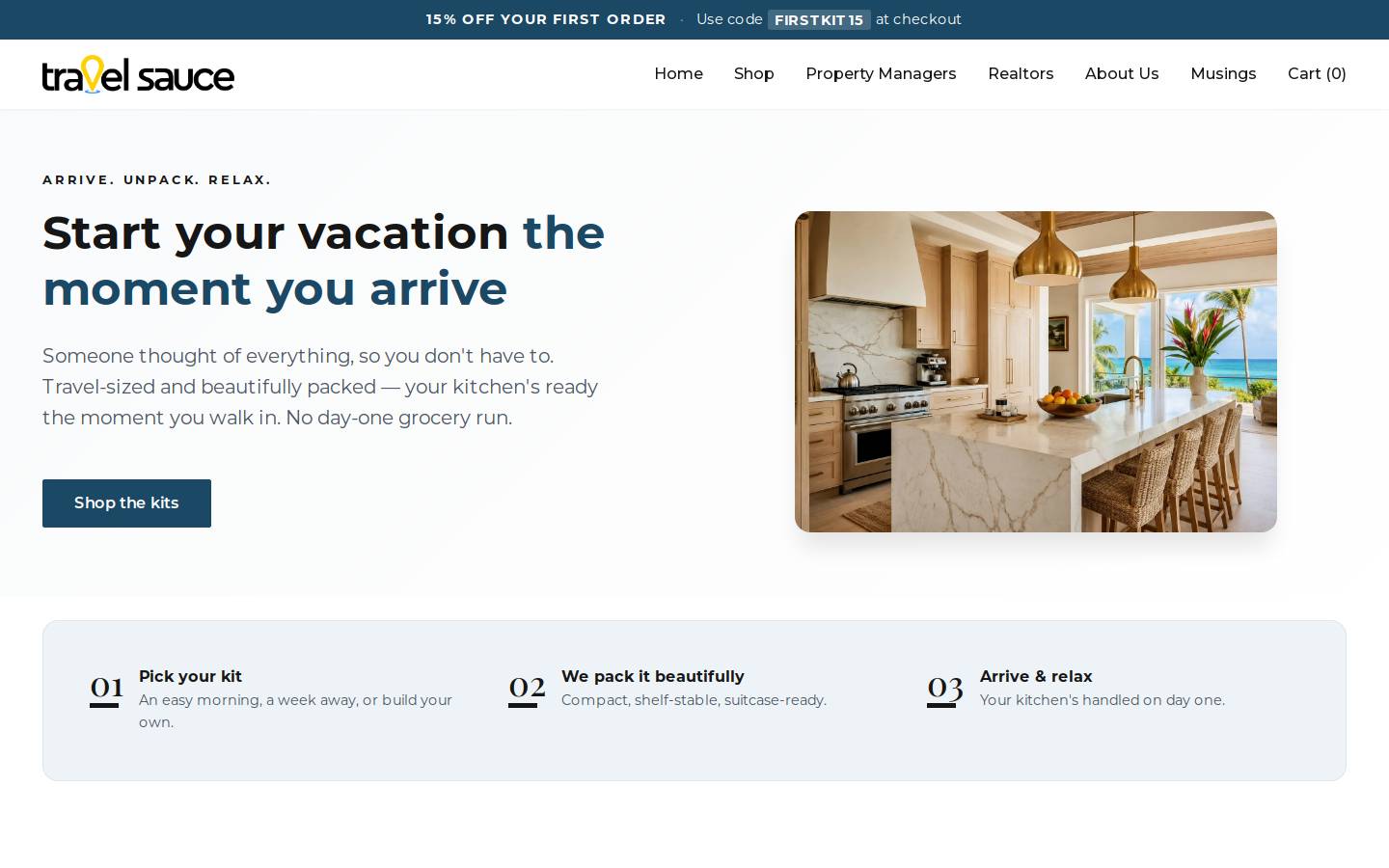 travelsauce.com homepage screenshot