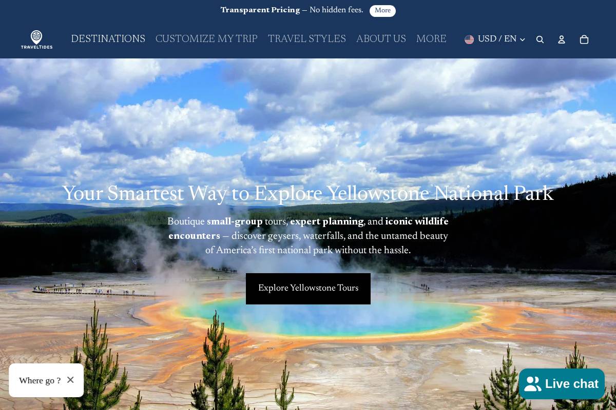TravelTides homepage screenshot