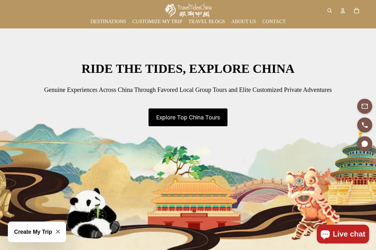 traveltideschina.com homepage screenshot