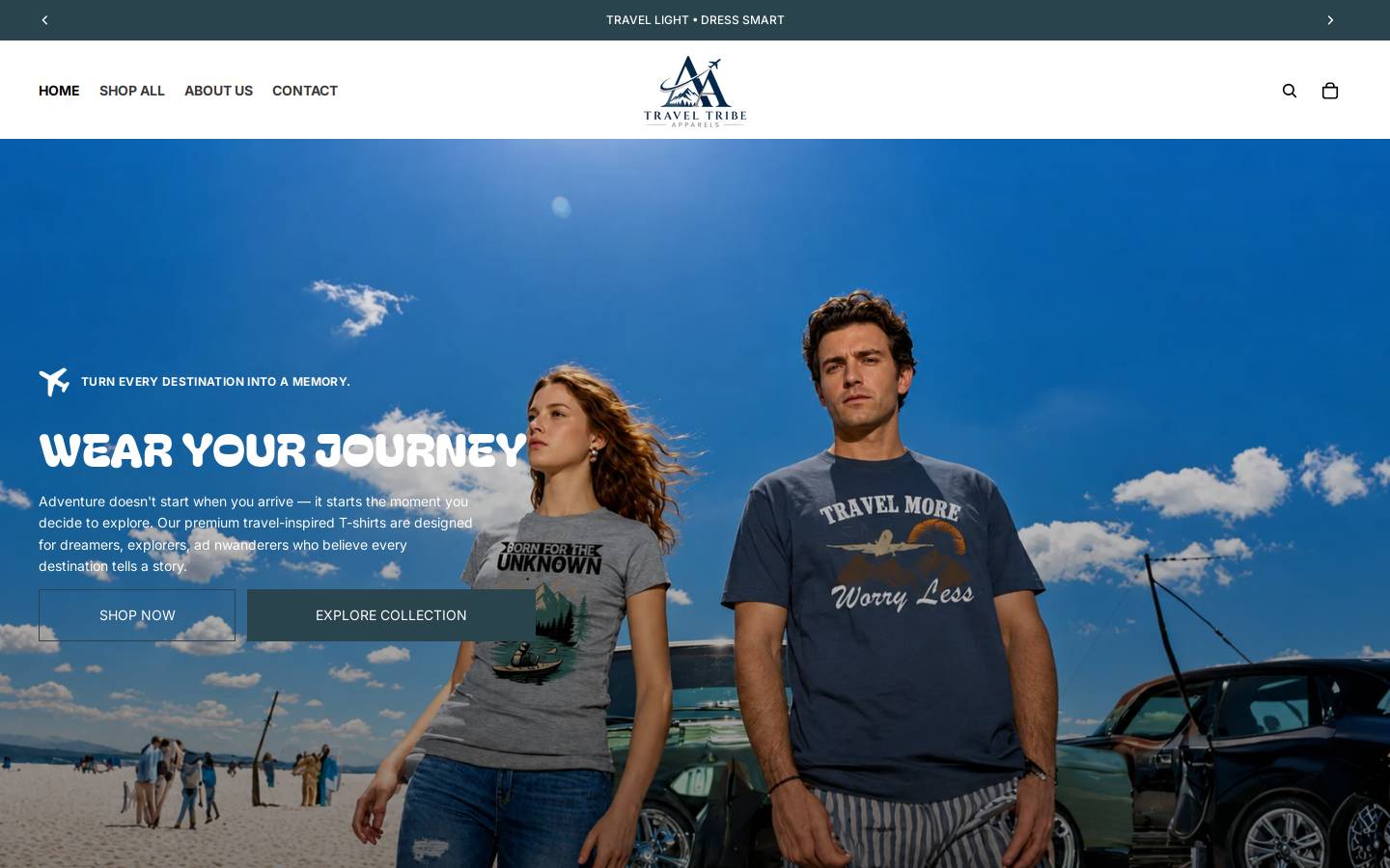 traveltribeapparels.com homepage screenshot
