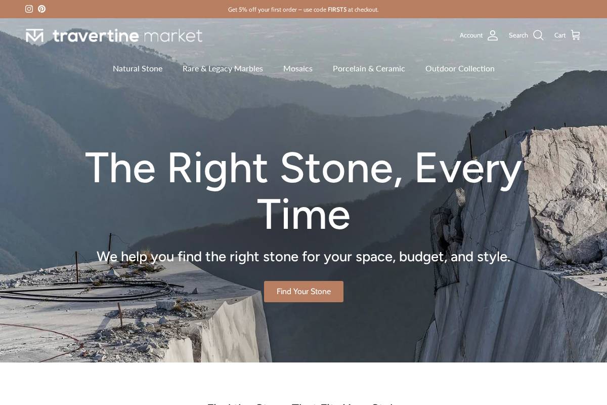 travertinemarket.com homepage screenshot