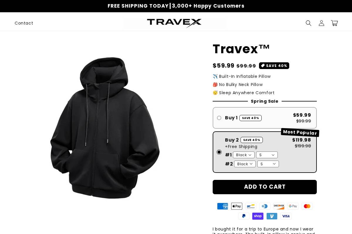 travexhoodie.com homepage screenshot