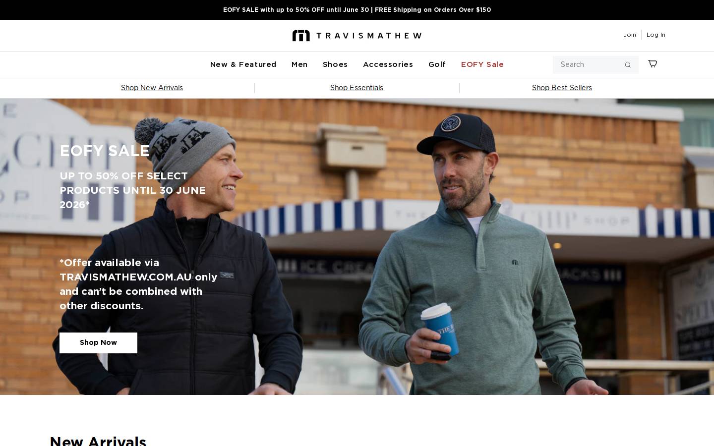 TravisMathew homepage screenshot