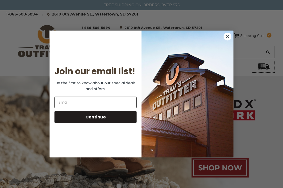 Trav's Outfitter homepage screenshot